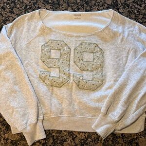 Hollister Easy Off-the-Shoulder Number Graphic Crew Sweatshirt